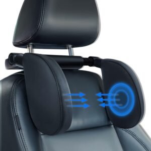 Autohoofdsteunkussen met Telefoonhouder – Verstelbaar Hoofdkussen – Ergonomisch Ontwerp – Zwart