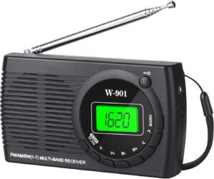 Draagbare FM/AM/SW radio met klokfunctie en koptelefoonaansluiting
