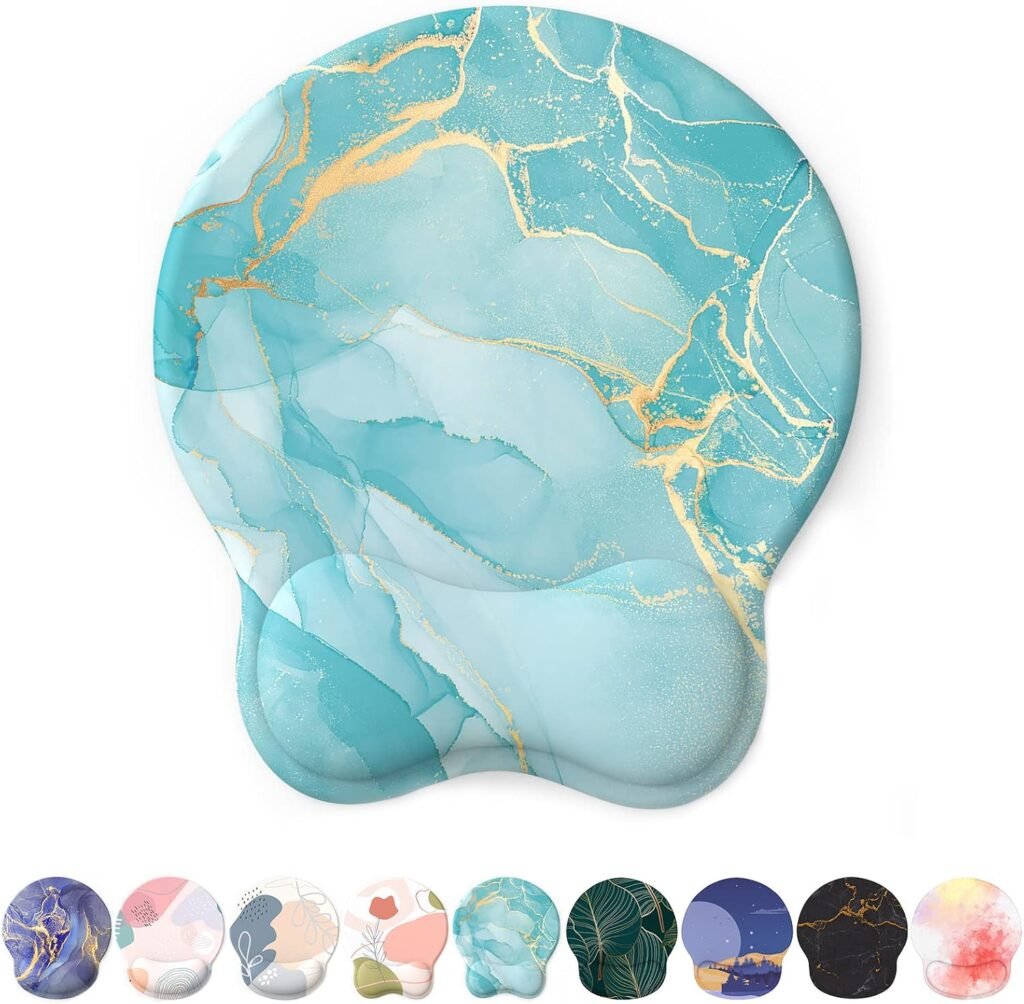 Ergonomische blauwe gel muismat met handsteun en antislip PU-onderkant