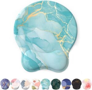 Ergonomische blauwe gel muismat met handsteun en antislip PU-onderkant