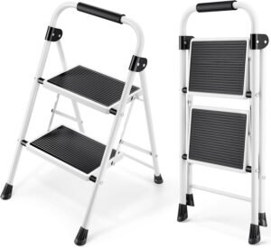 Trapladder 2 Treden – Lichtgewicht Vouwladder voor Thuisgebruik – Draagbare Opvouwbare Ladder – Compact en Veilig
