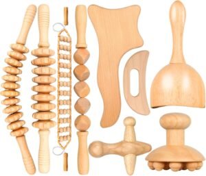 Anticellulitis massageset voor lichaamsmassage met houttherapie en ergonomisch design voor thuisgebruik