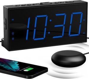 Projectiewekker met USB-aansluiting en groot LED-display met dubbele alarmfunctie