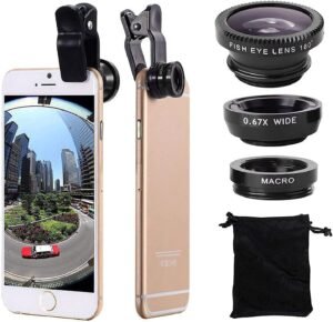 Smartphone Lens Set – Groothoek-, Fisheye- en Macrolens – 3-in-1 Camera Lens Kit – Universeel voor Mobiele Telefoons