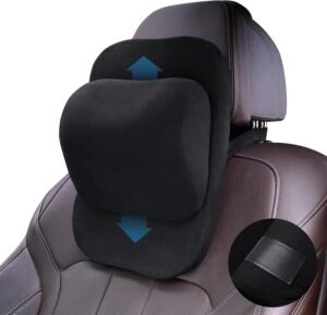 Hoofdsteunkussen Auto Verstelbaar – Neksteun voor Comfortabele Ritten – Ergonomisch Reiskussen – Geschikt voor Lange Ritten en Reizen, Zwart