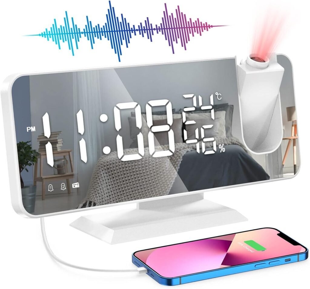 Projectiewekker met tijdprojectie, dubbel alarm en USB-aansluiting