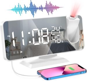 Projectiewekker met tijdprojectie, dubbel alarm en USB-aansluiting