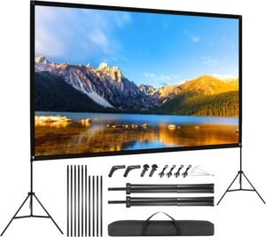 120 inch projectiescherm met standaard voor thuisbioscoop, kamperen en presentaties