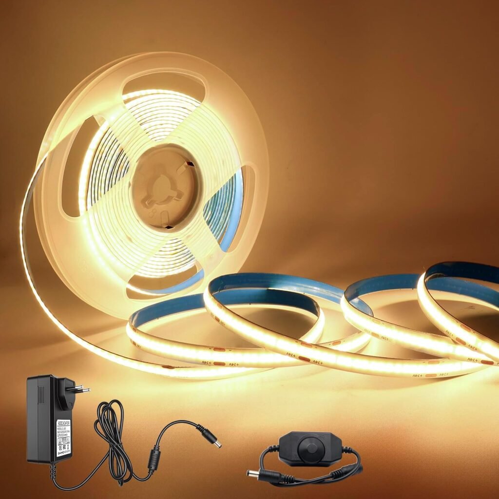 Flexibele 5m RGB LED stripverlichting voor slaapkamer met dimmer, afstandsbediening en adapter – 24V set