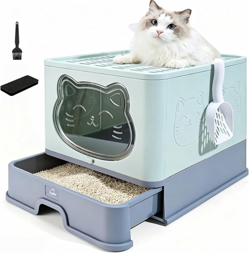 Gesloten opvouwbare kattenbak van duurzaam plastic met geurverwijderend effect
