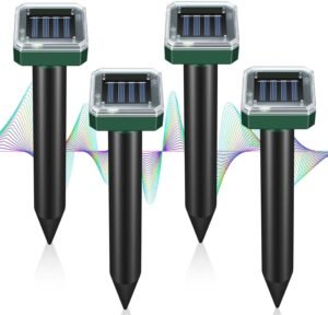 Ultrasone Mollenverjager op Zonne-energie – Woelmuizen Verdrijven – Diervriendelijke Tuin Ongediertebestrijding – Weerbestendig Ontwerp
