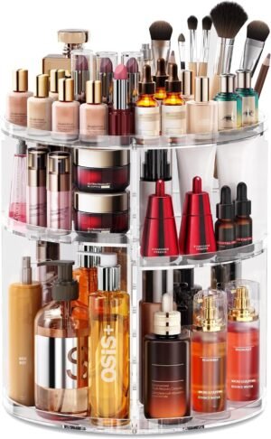 Draaibare cosmetica opbergdoos voor make-up, transparante badkamer organizer 360 graden draaibaar