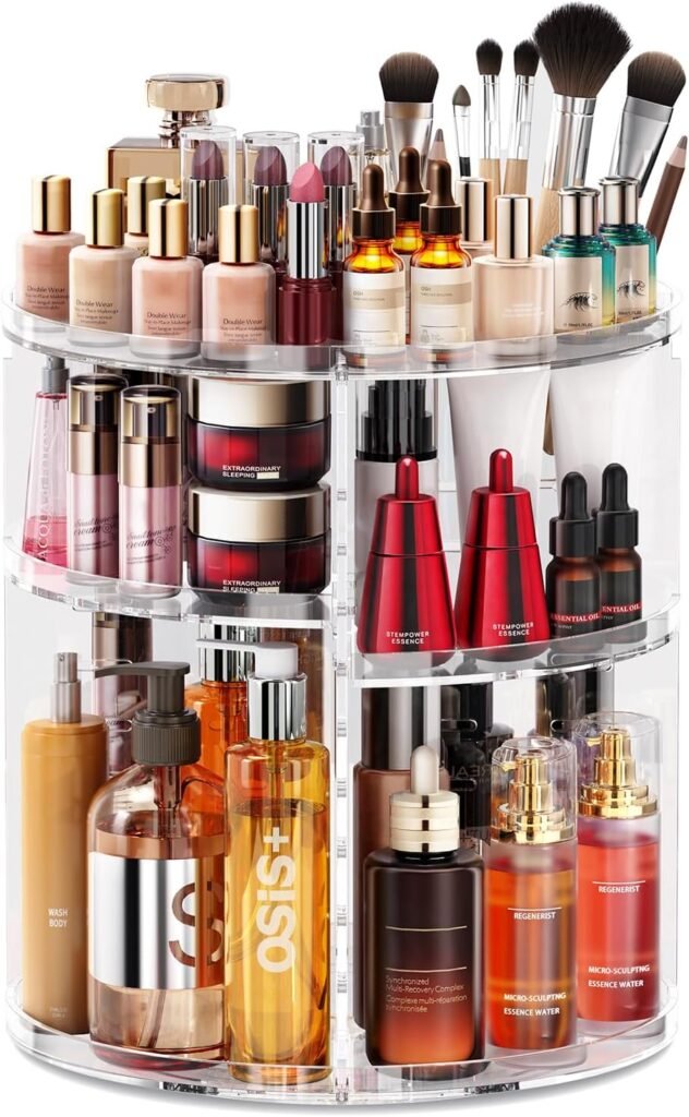 Draaibare cosmetica opbergdoos voor make-up, transparante badkamer organizer 360 graden draaibaar