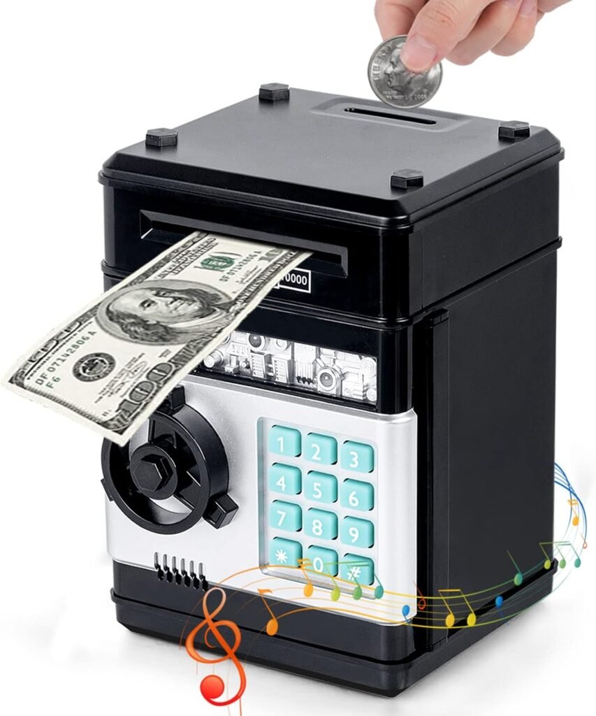 Elektronische spaarpot voor kinderen - automatische geldkluis mini ATM zwart