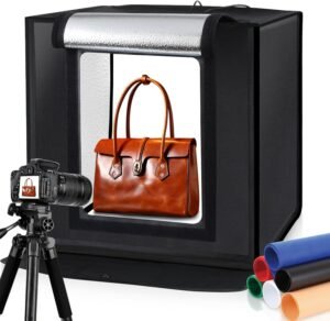 Opvouwbare fotostudio met LED-verlichting en achtergronddoeken 60x60x60 cm