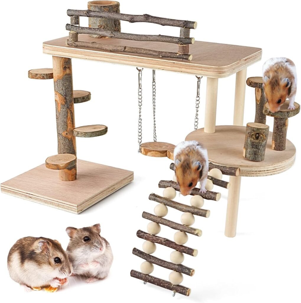 Hamsterspeeltuin met hellingen en speelgoed voor natuurlijk speelgedrag