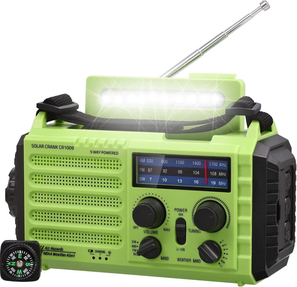 Weeralarm handslinger met radio en zaklamp