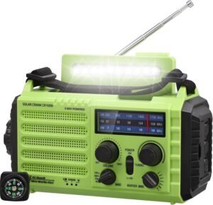 Handslinger Radio met Zaklamp – Draagbare Noodradio – Voor Buiten en Noodsituaties – Met Karabijnhaak