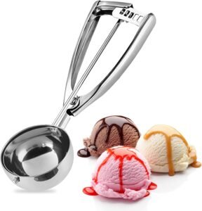 IJskoekjesmaker – Handmatige keukenmachine voor koekjesdeeg, cupcakes en aardappelpuree – Meloenballenmaker – Roestvrij staal – 23 cm