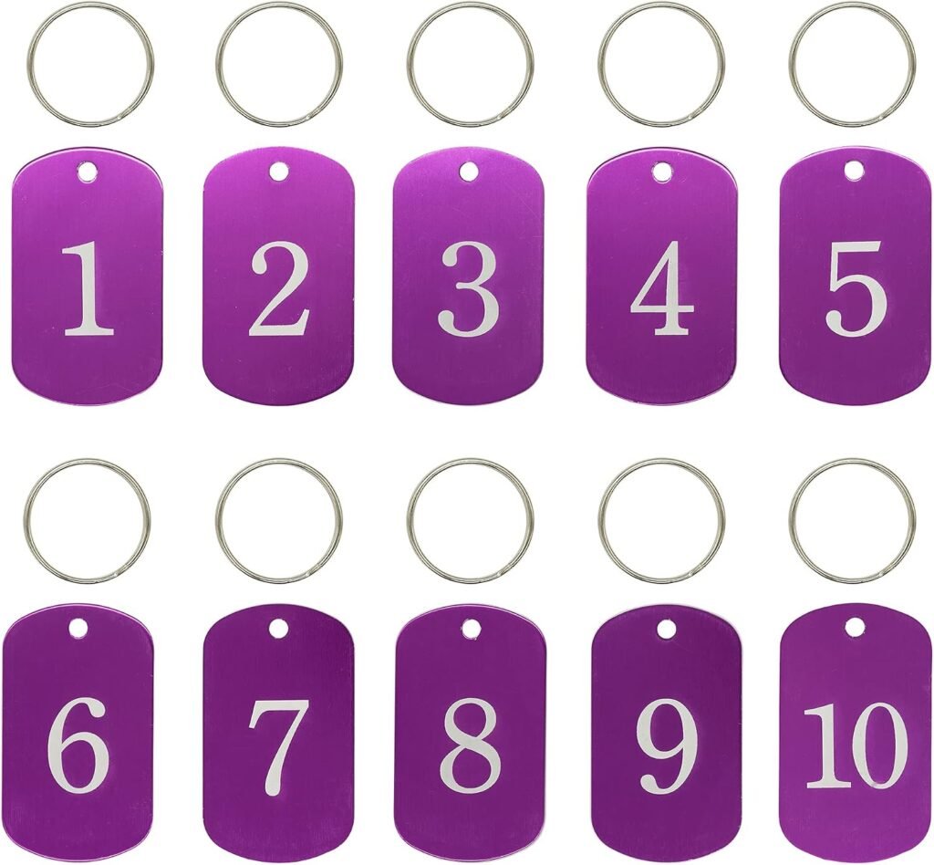Aluminium Nummerlabels Sleutelhangers - Sleutelorganisatie en Identificatie - Gegraveerde Labels - Set van 10, Zilverkleurig