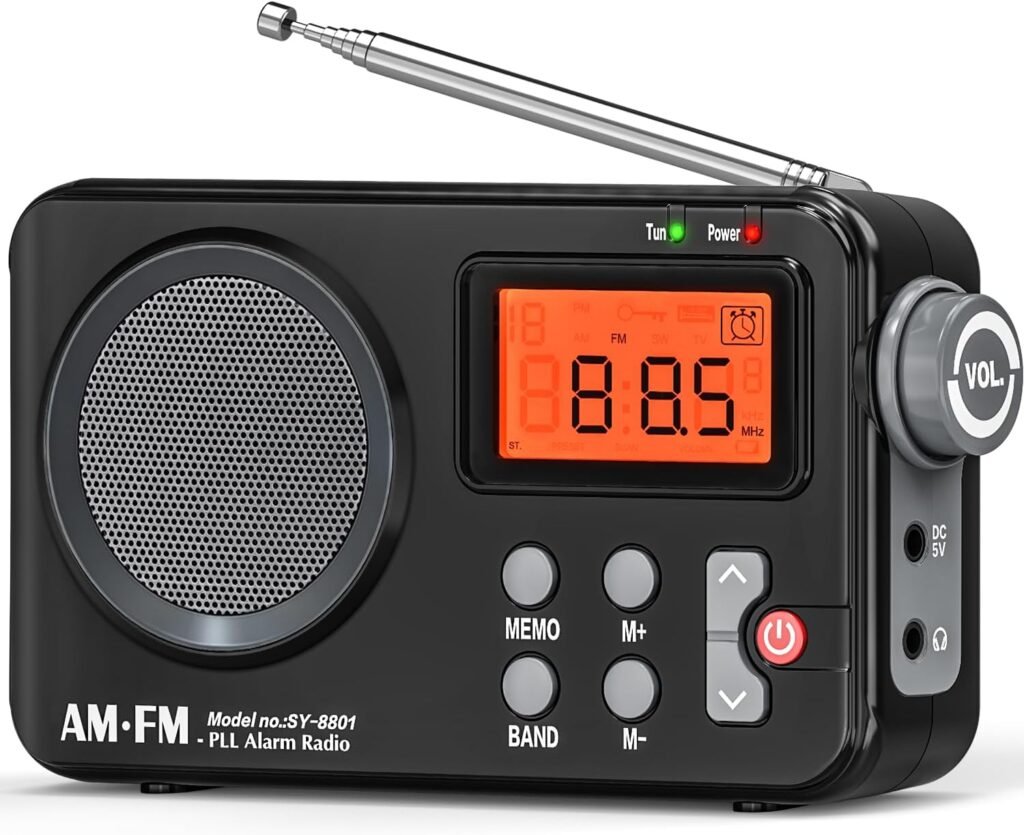 Draagbare transistorradio met timerfunctie en batterijvoeding voor thuis en onderweg