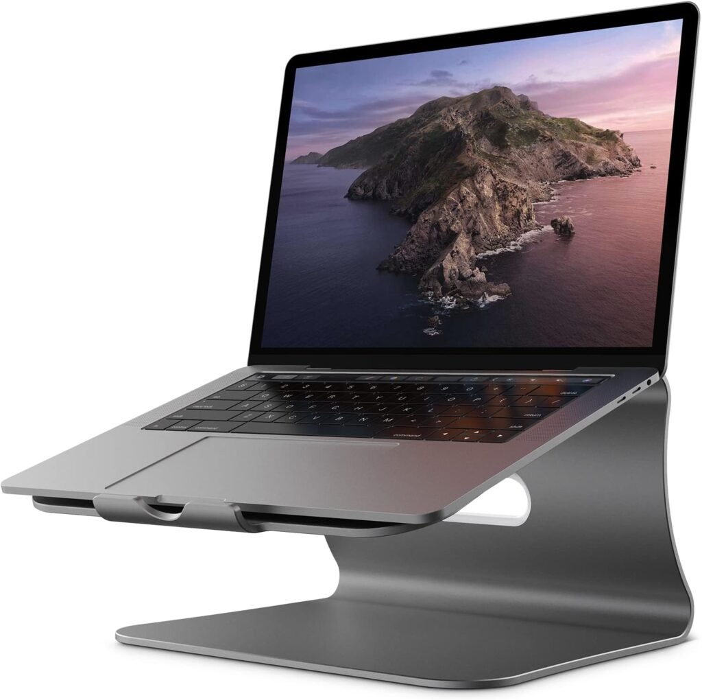 Aluminium laptopstandaard verstelbaar zilverkleurig voor laptops tot 15,6 inch