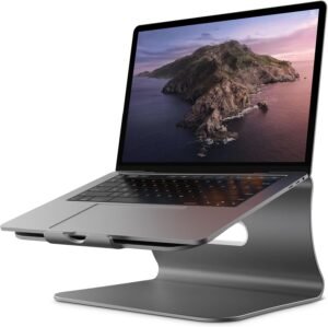 Aluminium laptopstandaard verstelbaar zilverkleurig voor laptops tot 15,6 inch