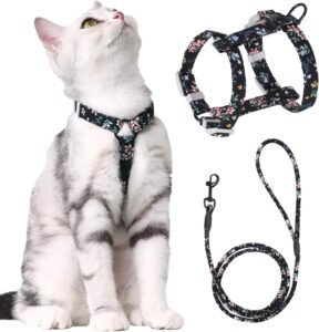Kattenharnas Verstelbaar – Katten Tuigje met Touwlijn – Voor Veilig Wandelen met Katten – Verstelbare Pasvorm