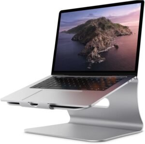 Laptopstandaard Aluminium Verstelbaar – Notebookstandaard voor Ergonomisch Werken – Zilverkleurig – Geschikt voor Laptops tot 15,6 Inch