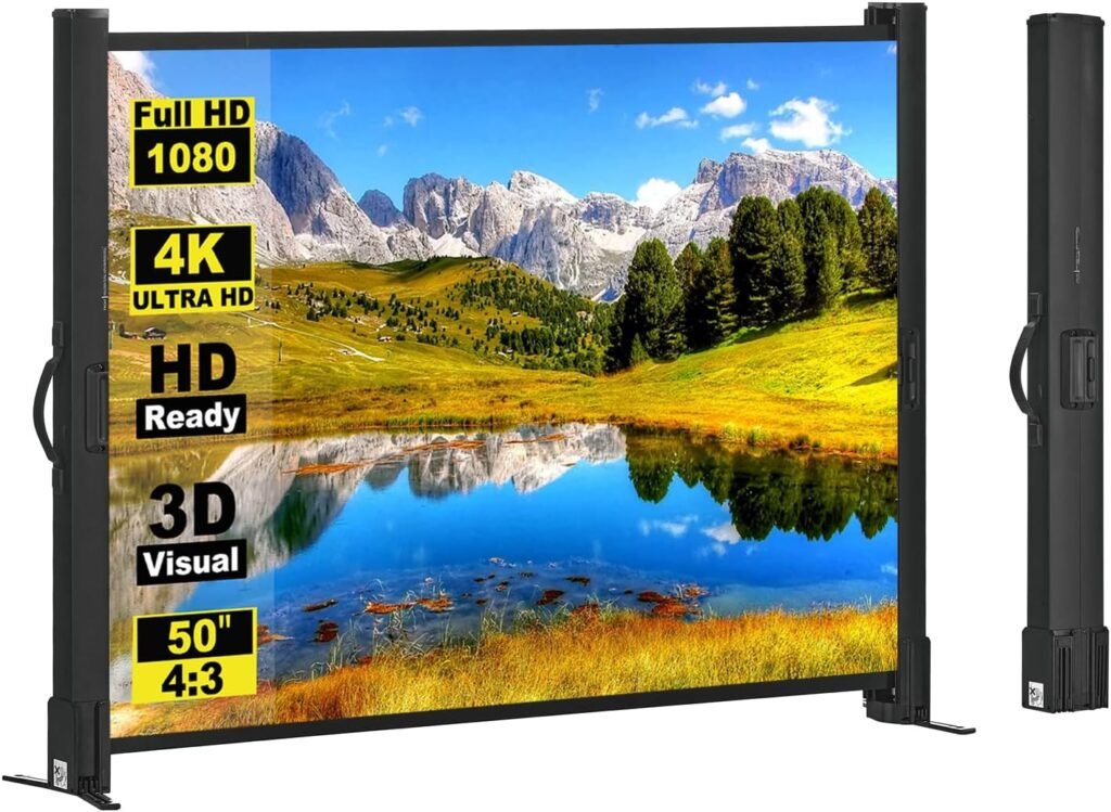 Intrekbaar projectiescherm 50 inch 4:3 voor binnen en buiten