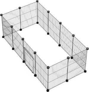 Kleine huisdierenren met deur - draagbare metalen draadomheining voor konijnen, cavia's, puppy's en kittens