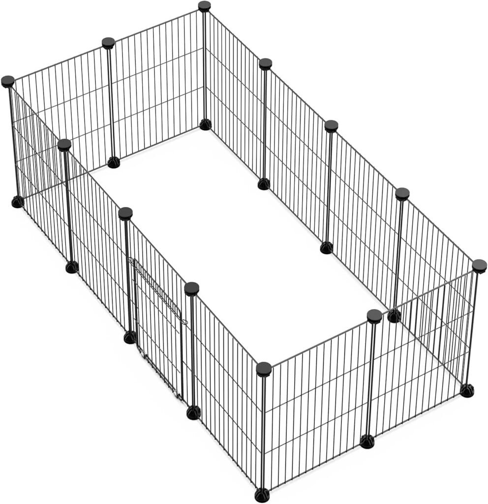 Kleine huisdierenren met deur - draagbare metalen draadomheining voor konijnen, cavia's, puppy's en kittens