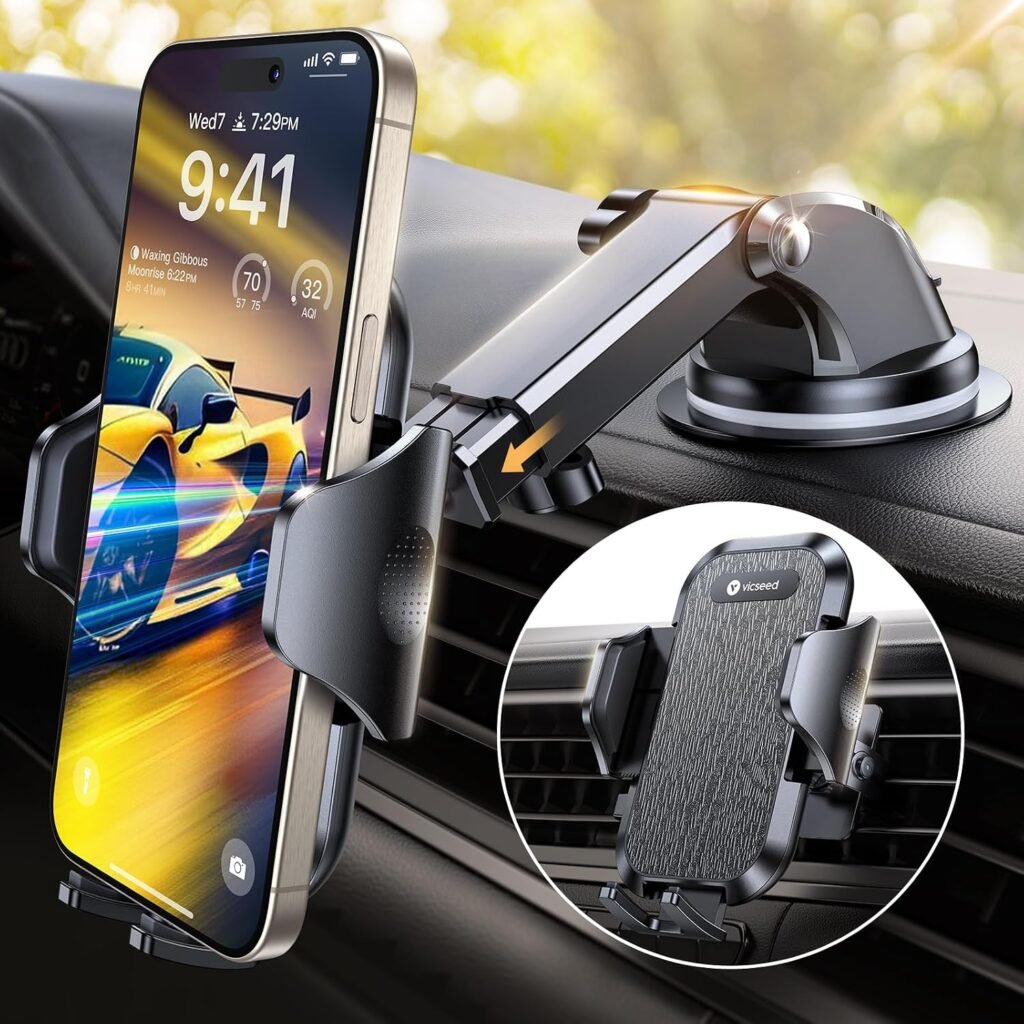 Auto telefoonhouder met zuignap en ventilatieklem voor handsfree gebruik in de auto