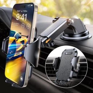 Auto Telefoonhouder – Sterke Zuignap en Ventilatieklem – Handsfree Smartphonehouder – Voor in de Auto