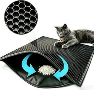 Opvouwbare Kattenbakmat – Dubbellaagse Kattenbakonderlegger – Waterdicht en Gemakkelijk te Reinigen – Beschermt Vloer en Tapijt