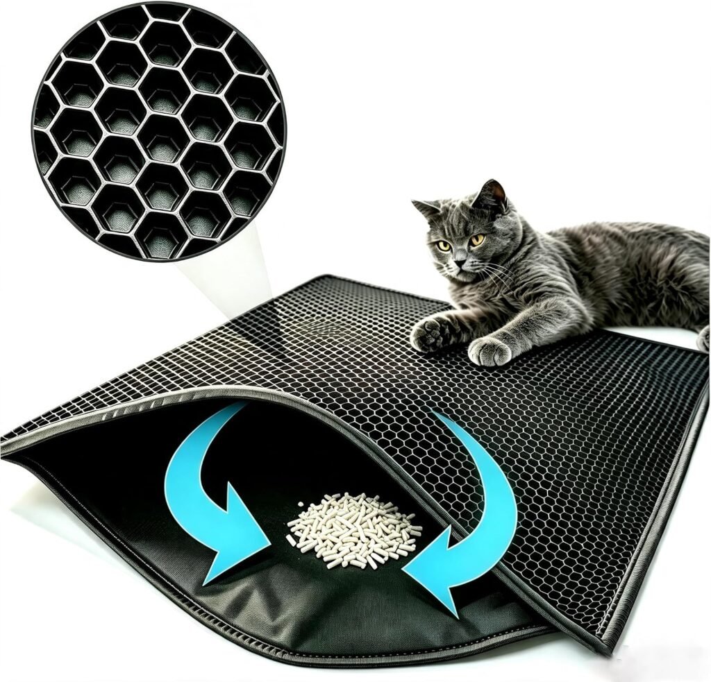 Opvouwbare waterbestendige kattenbakmat met honingraatpatroon, dubbellaags en gemakkelijk te reinigen