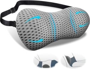Lendenkussen van traagschuim – Ergonomisch rugkussen – Voor auto en bureaustoel – Ademend – Grijs