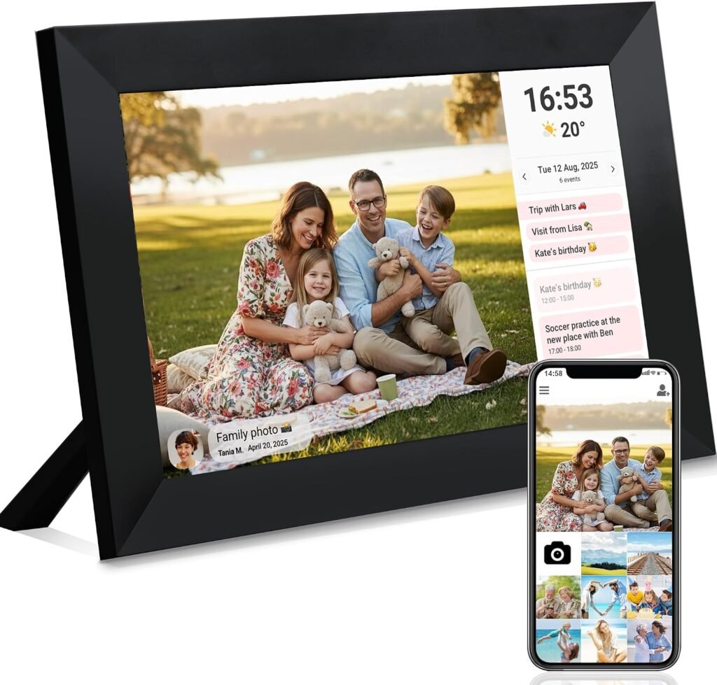 Digitale fotolijst 10 inch met IPS touchscreen, wifi, slideshow en muziekspeler