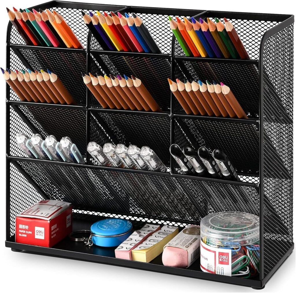 Pennenhouder met 6 Compartimenten - Bureau Organizer voor Kantoor en School - Potloodhouder voor Pennen en Desk Accessoires - Ruimtebesparend Ontwerp