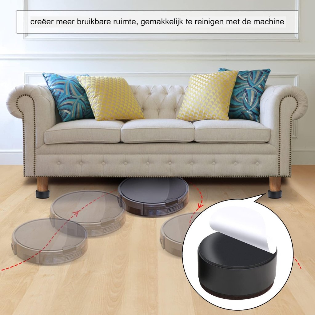 Bedverhogers set van koolstofstaal voor bed en meubels met zelfklevende bevestiging en aanpasbare hoogte