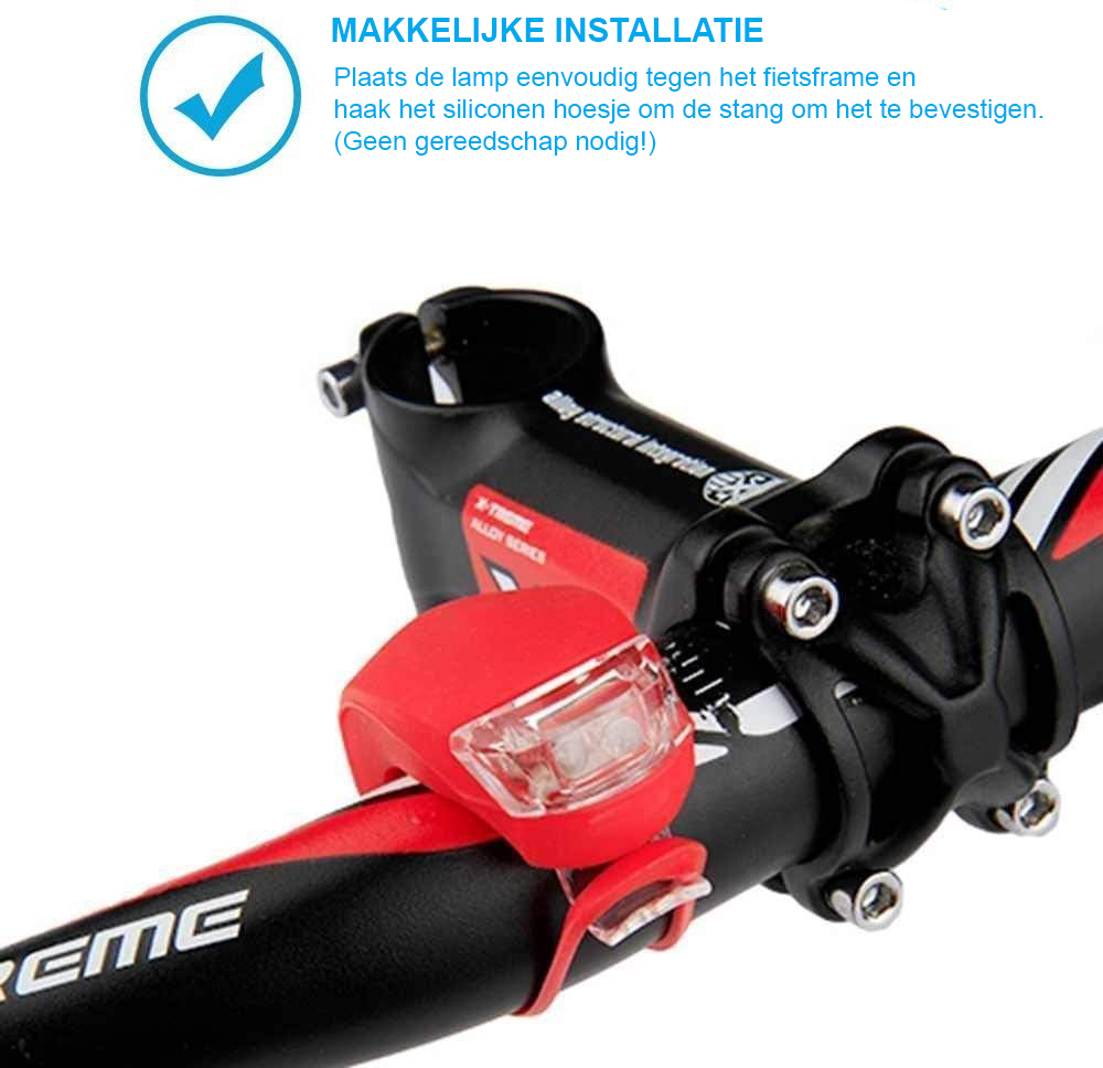 Silicone LED fietslampjes set USB oplaadbaar voor stads- en mountainbikes