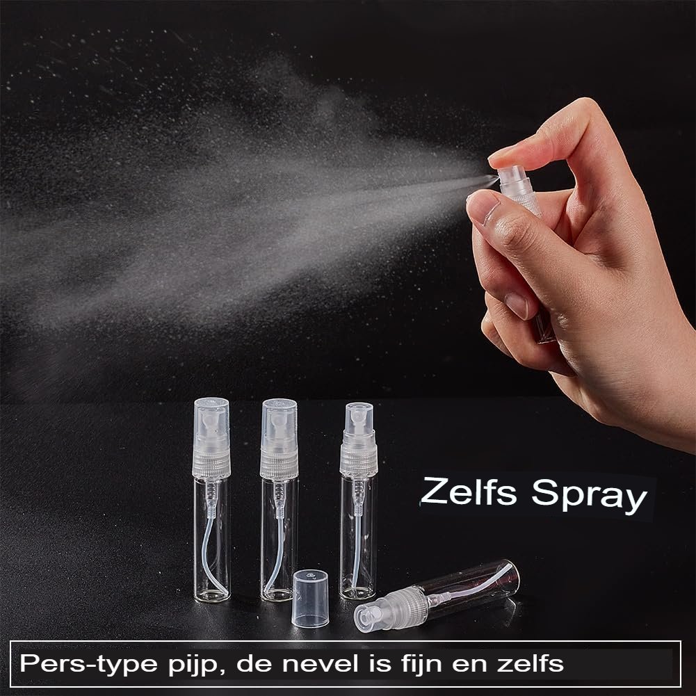 Hervulbare mini spuitflessen set met 30 transparante reisflesjes en etui