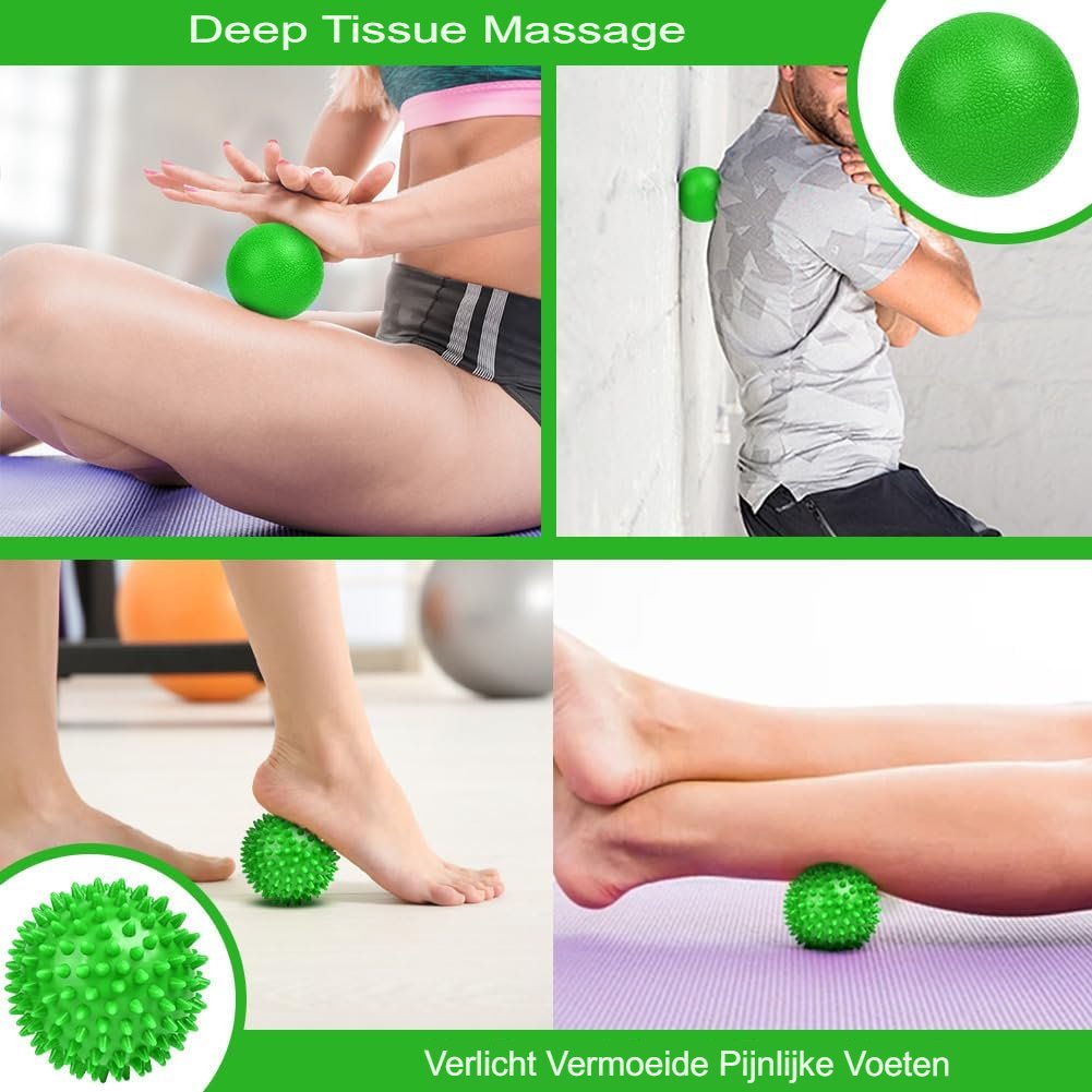 Diepweefselmassage set met triggerpoint massageballen voor fysiotherapie en weefselmassage