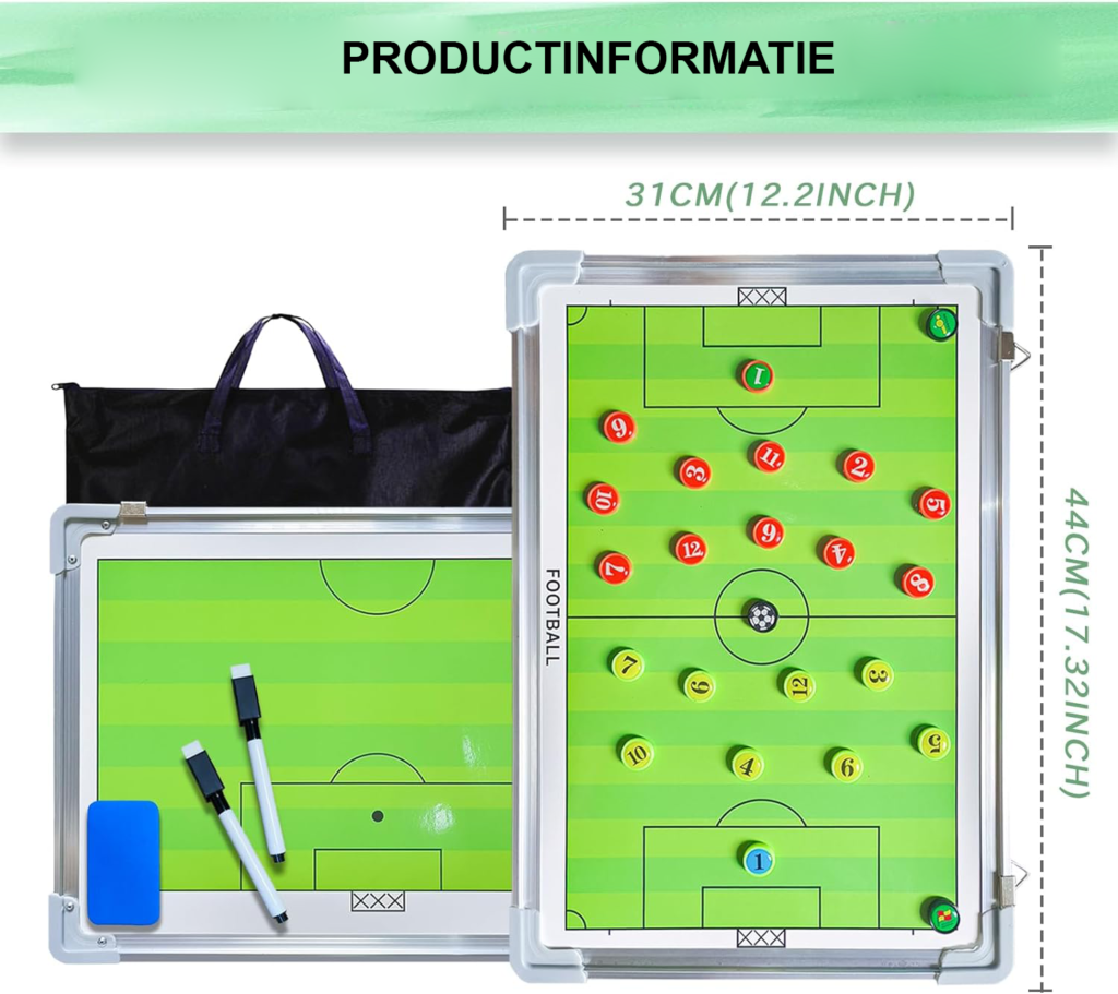 **Voetbaltactiekbord** - Magnetisch bord - Inclusief pennen - Inclusief gum