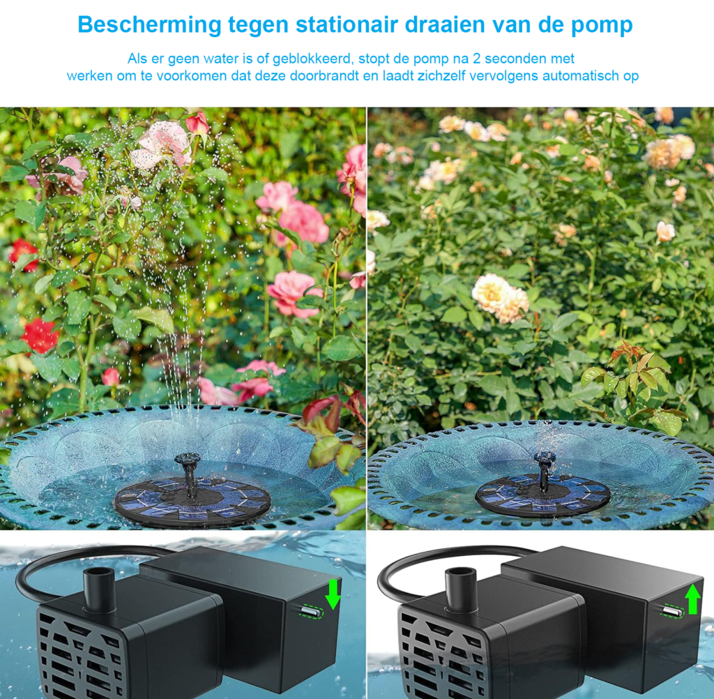 Zonne-energie drijvende fonteinpomp voor vijvers met variabele fonteinpatronen en automatische uitschakeling
