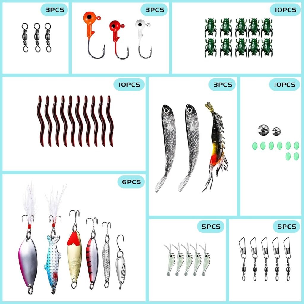 Compleet visaccessoireset met haken, gewichten, dobbers en opbergdoos