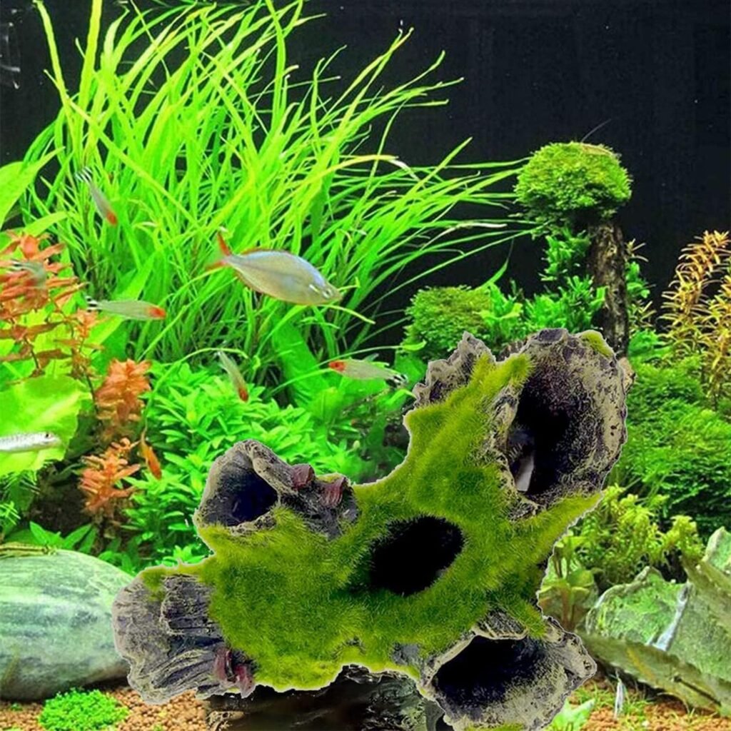 Aquariumdecoratie set met natuurlijke schuilplaatsen voor vissen en realistisch onderwaterlandschap