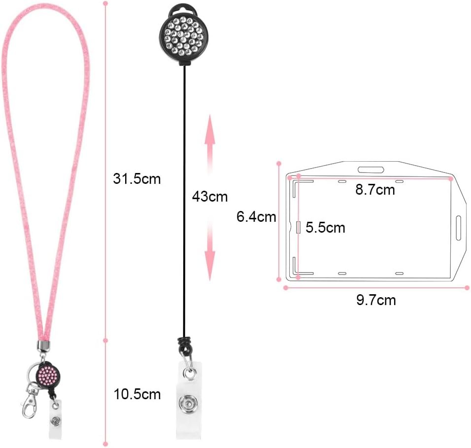 Roze ID-houder met lanyard en sleutelhanger voor ID-kaarten en sleutels