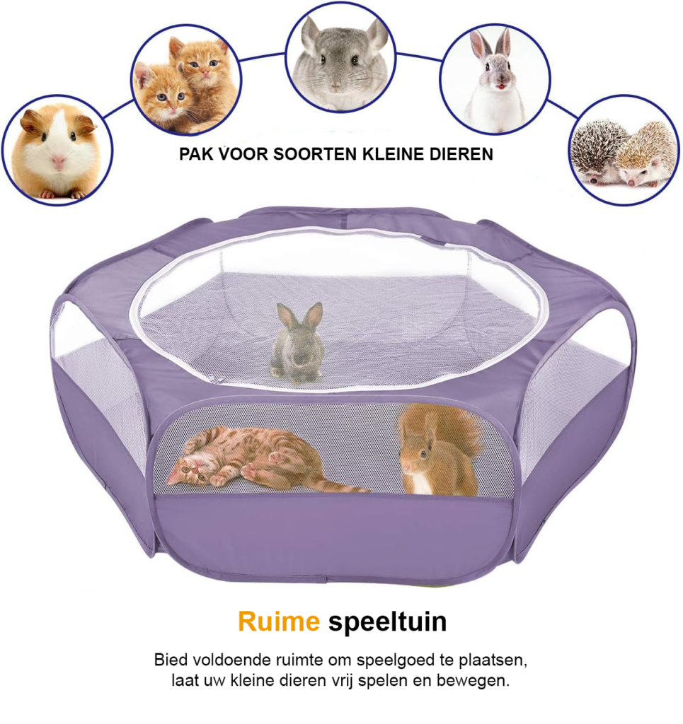 Draagbare opvouwbare dierenren voor konijnen, cavia's en chinchilla's