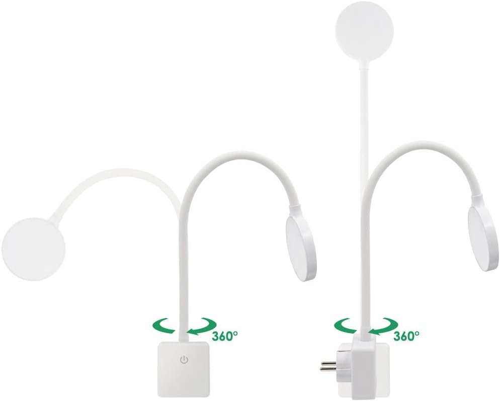Nachtlampje voor stopcontact met schakelaar, instelbare helderheid en compact wit design